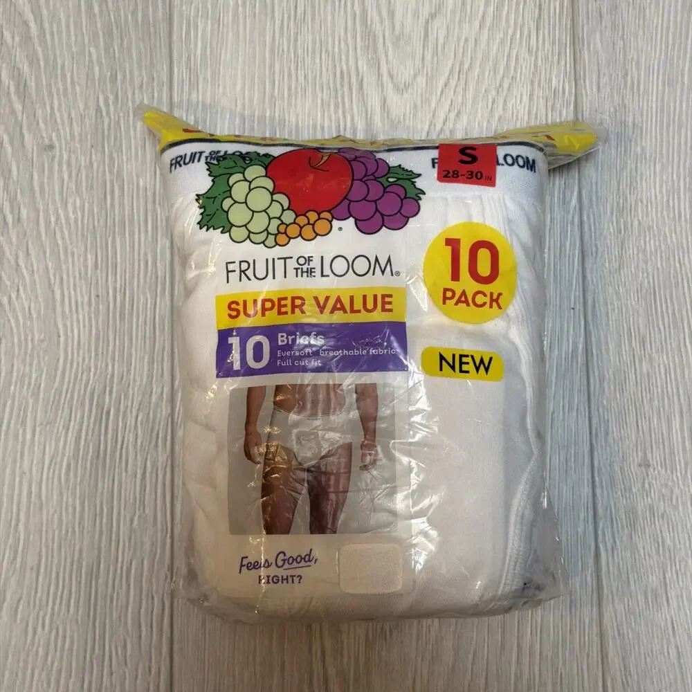 New Fruit Of The Loom Mens Small 28 - 30 White Brief Ever Soft Underwear 10 Pack